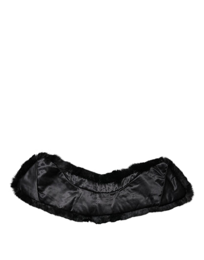 Dolce & Gabbana Black Lamb Fur Collar Women Neck Wrap Scarf by Dolce & Gabbana