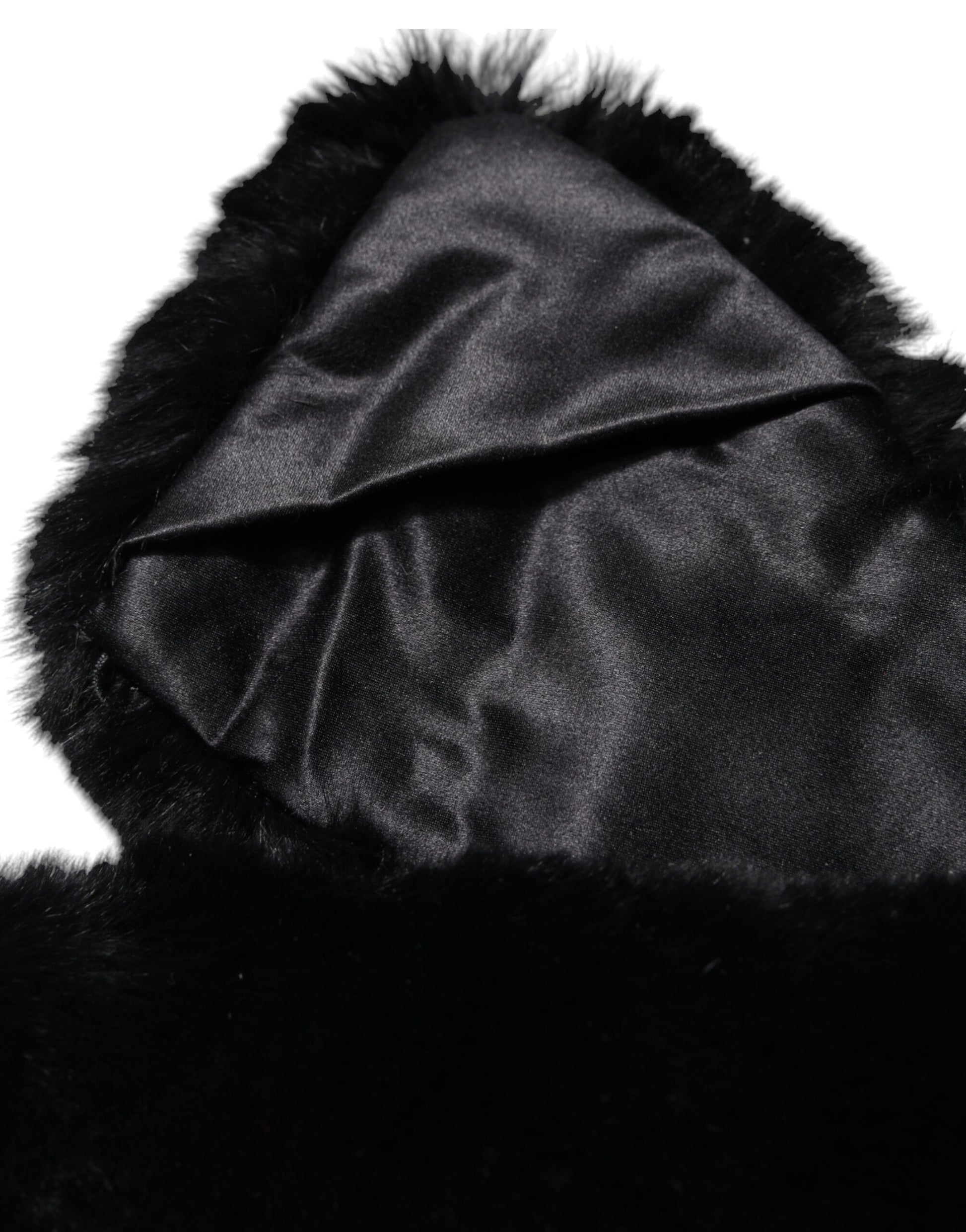 Dolce & Gabbana Black Lamb Fur Collar Women Neck Wrap Scarf by Dolce & Gabbana