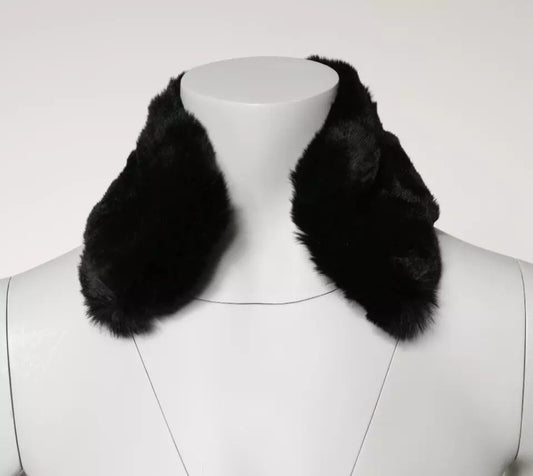Dolce & Gabbana Black Lamb Fur Collar Women Neck Wrap Scarf by Dolce & Gabbana