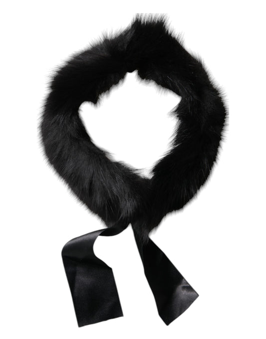 Dolce & Gabbana Black Fur Shoulder Collar Wrap Shawl Scarf by Dolce & Gabbana