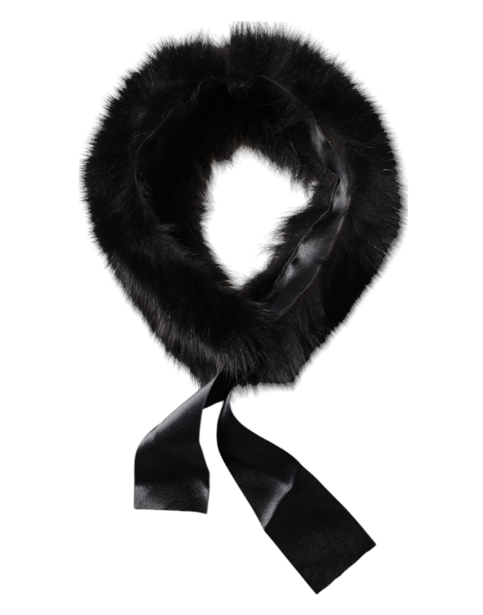 Dolce & Gabbana Black Fur Shoulder Collar Wrap Shawl Scarf by Dolce & Gabbana