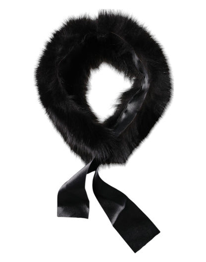 Dolce & Gabbana Black Fur Shoulder Collar Wrap Shawl Scarf by Dolce & Gabbana