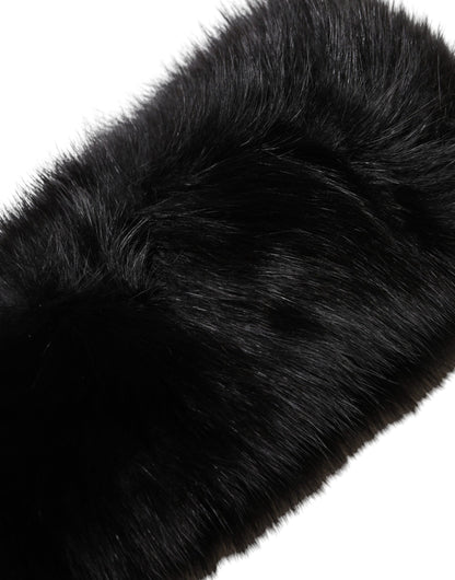 Dolce & Gabbana Black Fur Shoulder Collar Wrap Shawl Scarf by Dolce & Gabbana