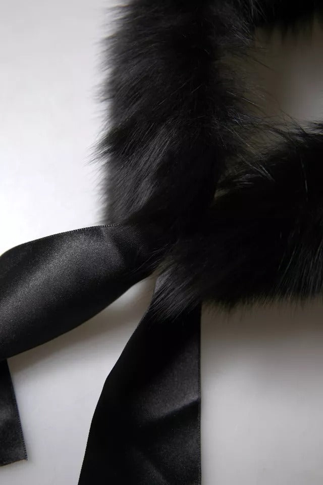 Dolce & Gabbana Black Fur Shoulder Collar Wrap Shawl Scarf by Dolce & Gabbana