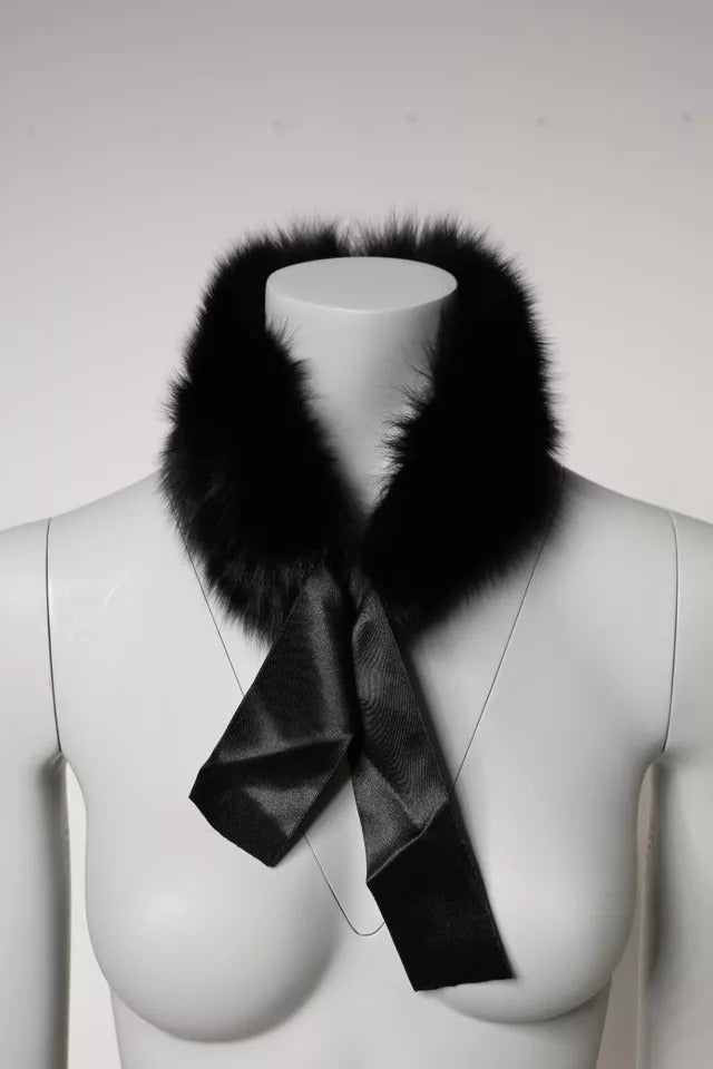 Dolce & Gabbana Black Fur Shoulder Collar Wrap Shawl Scarf by Dolce & Gabbana