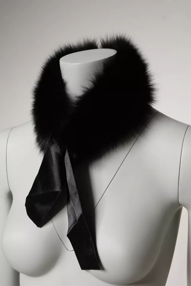 Dolce & Gabbana Black Fur Shoulder Collar Wrap Shawl Scarf by Dolce & Gabbana