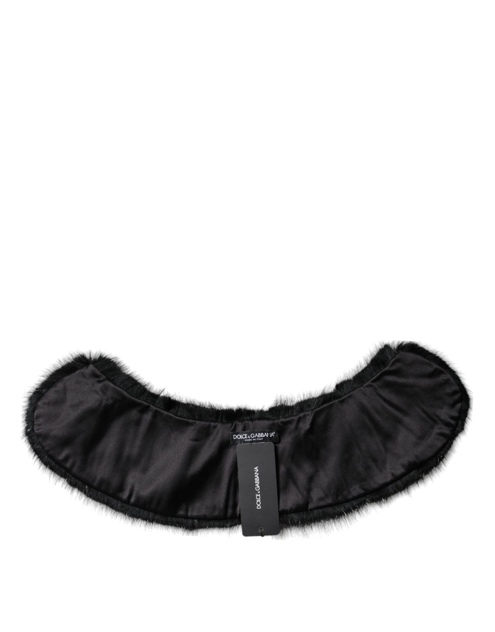 Dolce & Gabbana Black Fur Shawl Neck Wrap Cover Collar Scarf by Dolce & Gabbana