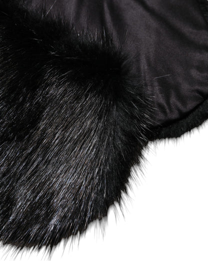 Dolce & Gabbana Black Fur Shawl Neck Wrap Cover Collar Scarf by Dolce & Gabbana