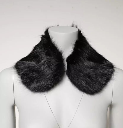 Dolce & Gabbana Black Fur Shawl Neck Wrap Cover Collar Scarf by Dolce & Gabbana