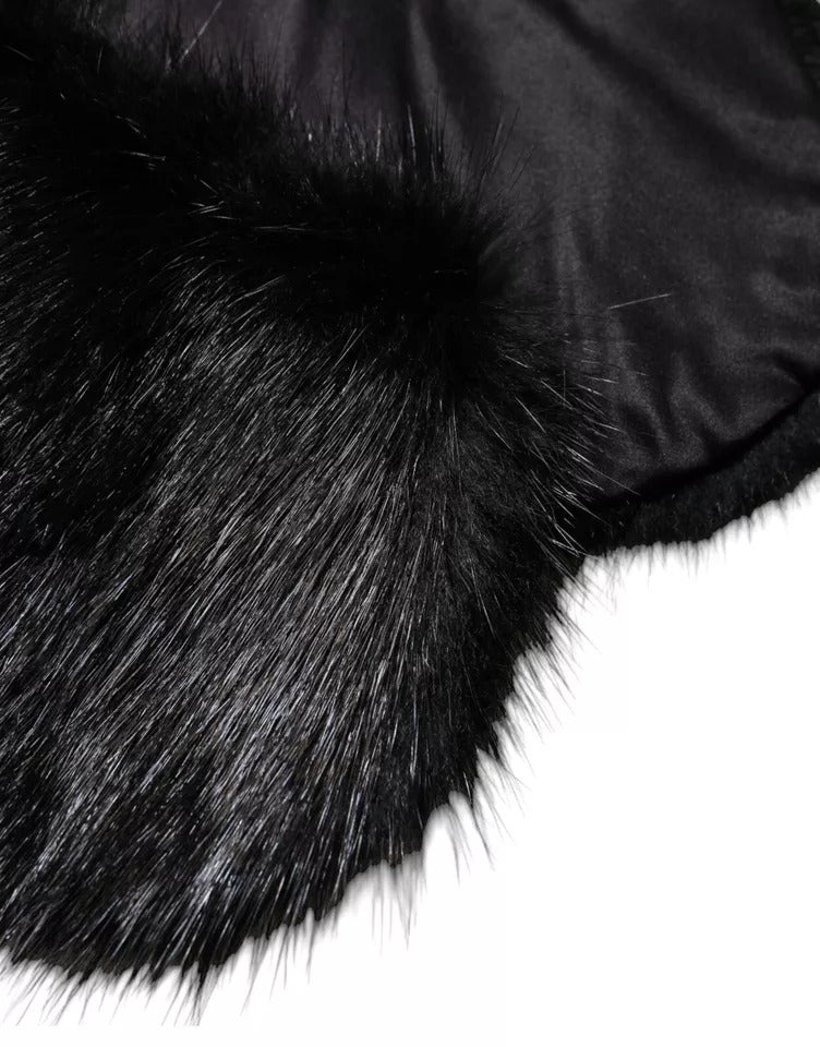 Dolce & Gabbana Black Fur Shawl Neck Wrap Cover Collar Scarf by Dolce & Gabbana