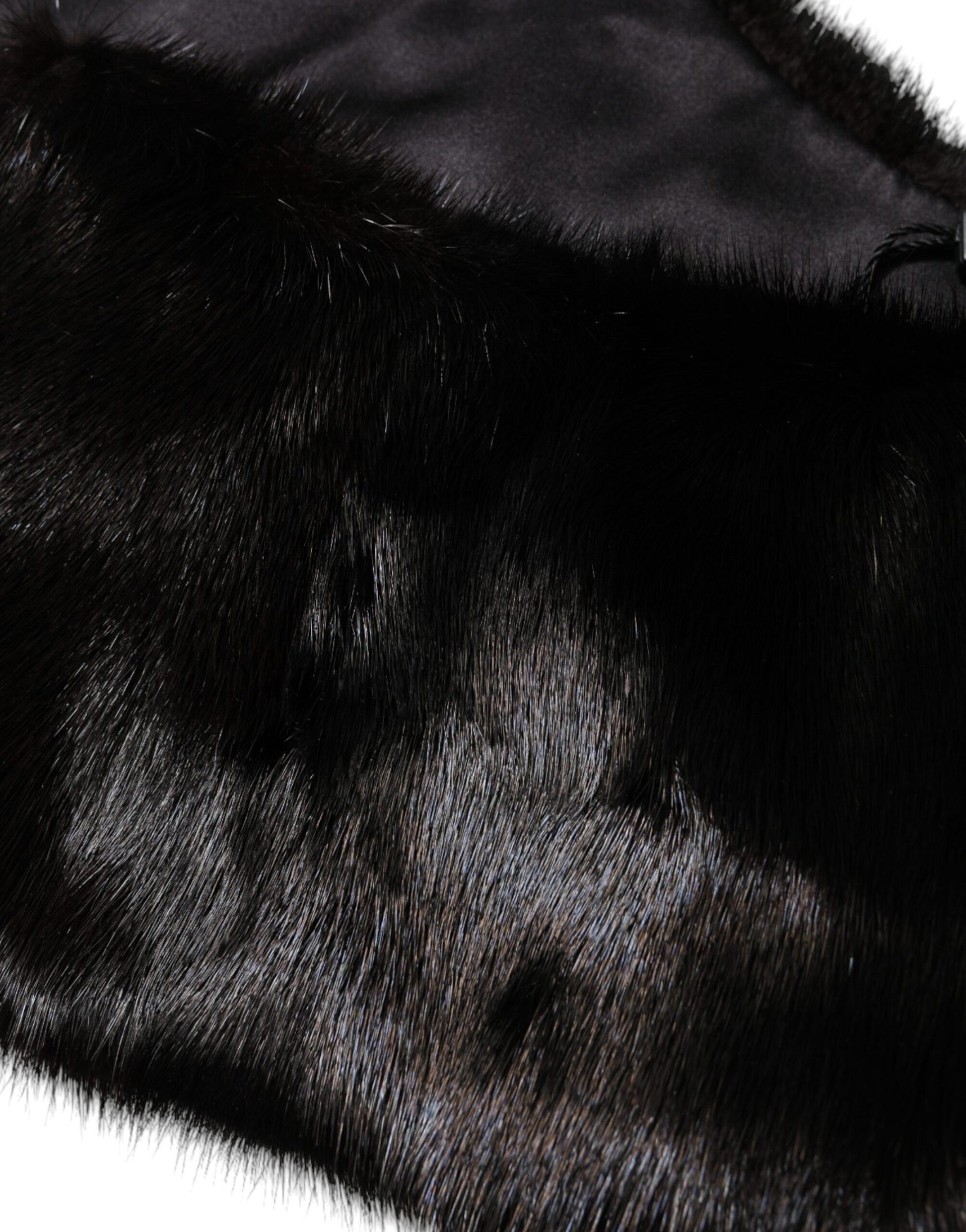 Dolce & Gabbana Black Fur Shawl Neck Wrap Cover Collar Scarf by Dolce & Gabbana