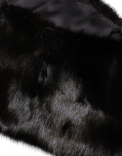 Dolce & Gabbana Black Fur Shawl Neck Wrap Cover Collar Scarf by Dolce & Gabbana
