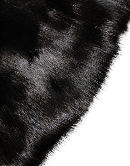 Dolce & Gabbana Black Fur Shawl Neck Wrap Cover Collar Scarf by Dolce & Gabbana