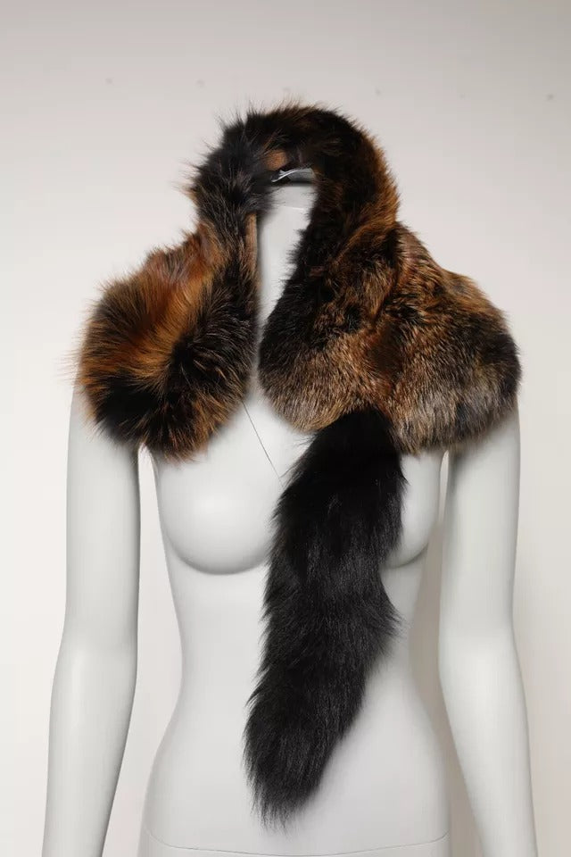 Dolce & Gabbana Brown Red Fox Fur Neck Warmer Winter Scarf by Dolce & Gabbana