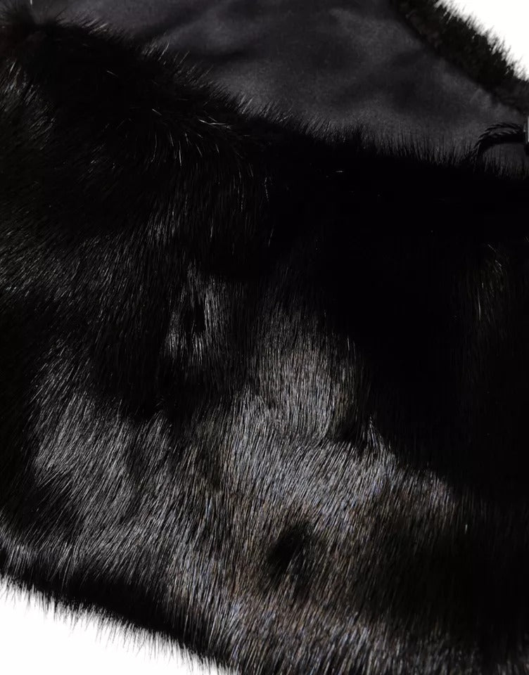 Dolce & Gabbana Black Fur Shawl Neck Wrap Cover Collar Scarf by Dolce & Gabbana