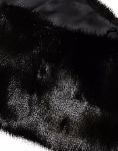 Dolce & Gabbana Black Fur Shawl Neck Wrap Cover Collar Scarf by Dolce & Gabbana