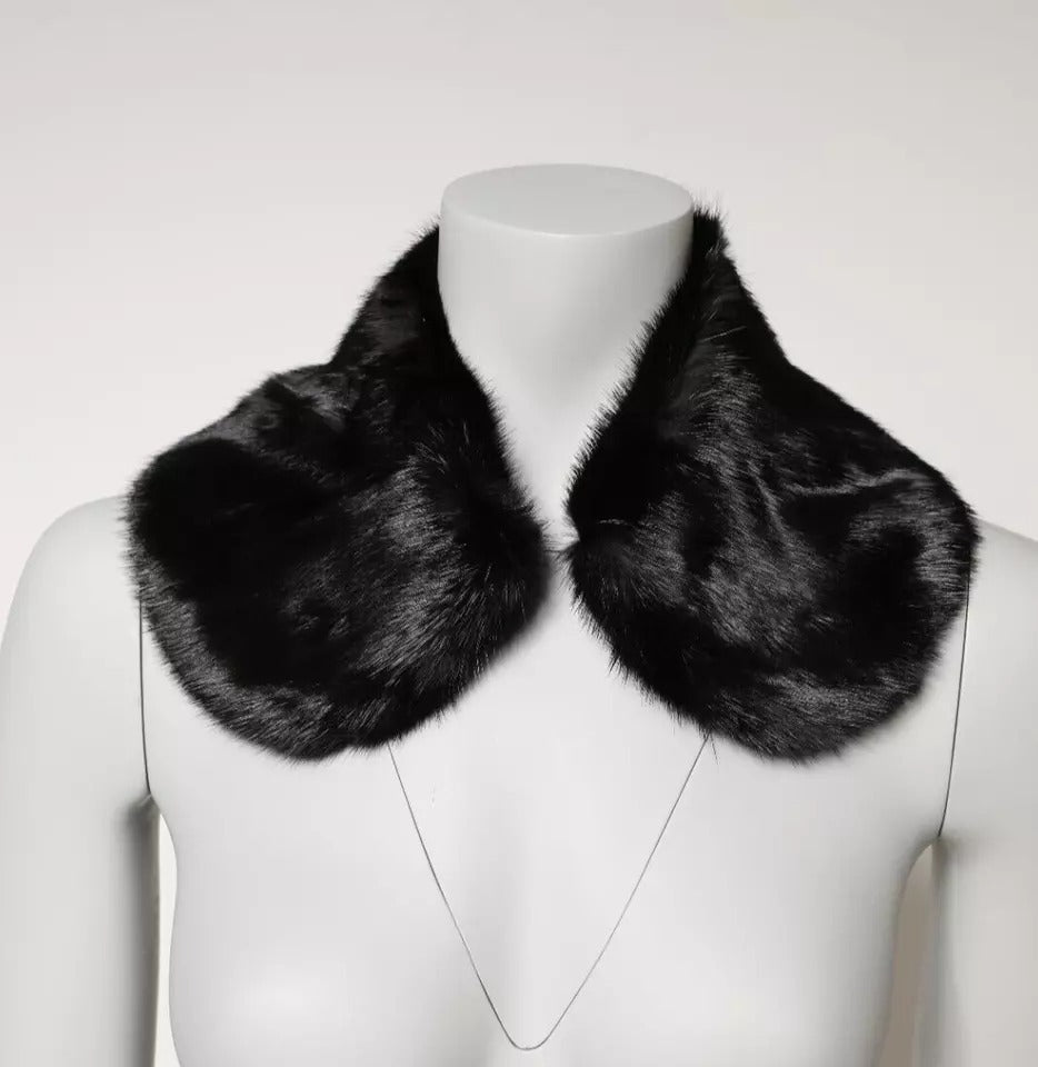 Dolce & Gabbana Black Fur Shawl Neck Wrap Cover Collar Scarf by Dolce & Gabbana