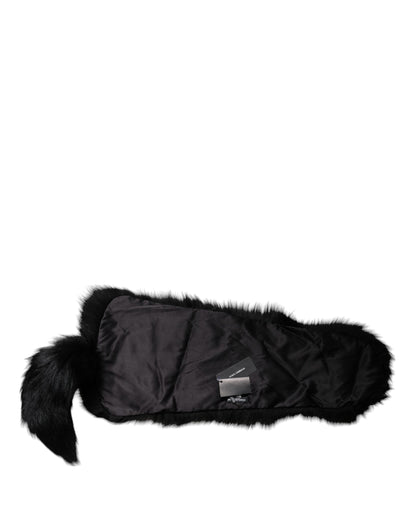 Dolce & Gabbana Black Fox Fur Neck Wrap Warmer Winter Scarf by Dolce & Gabbana