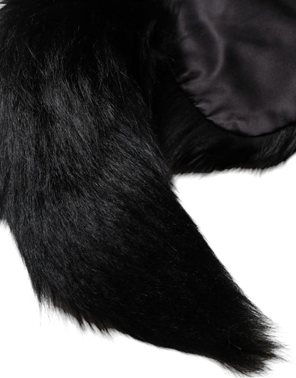 Dolce & Gabbana Black Fox Fur Neck Wrap Warmer Winter Scarf by Dolce & Gabbana