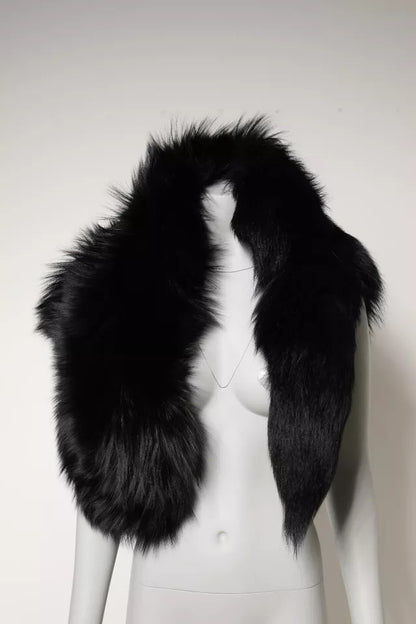 Dolce & Gabbana Black Fox Fur Neck Wrap Warmer Winter Scarf by Dolce & Gabbana