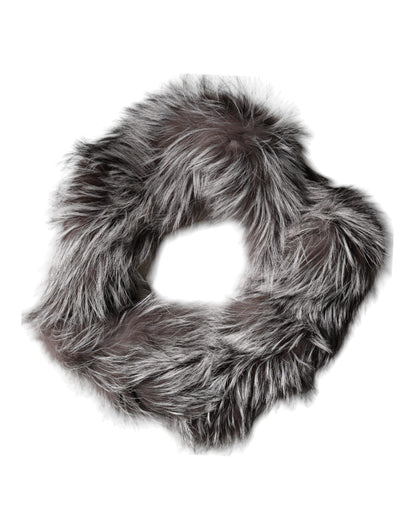 Dolce & Gabbana Gray Fox Fur Neck Wrap Warmer Winter Scarf by Dolce & Gabbana