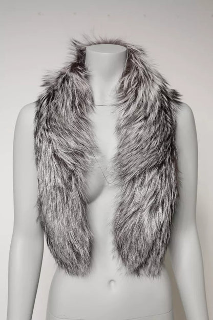 Dolce & Gabbana Gray Fox Fur Neck Wrap Warmer Winter Scarf by Dolce & Gabbana