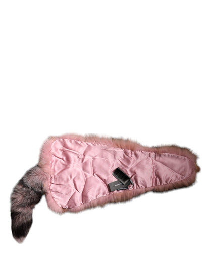 Dolce & Gabbana Pink Frost Fox Fur Neck Warmer Winter Scarf by Dolce & Gabbana