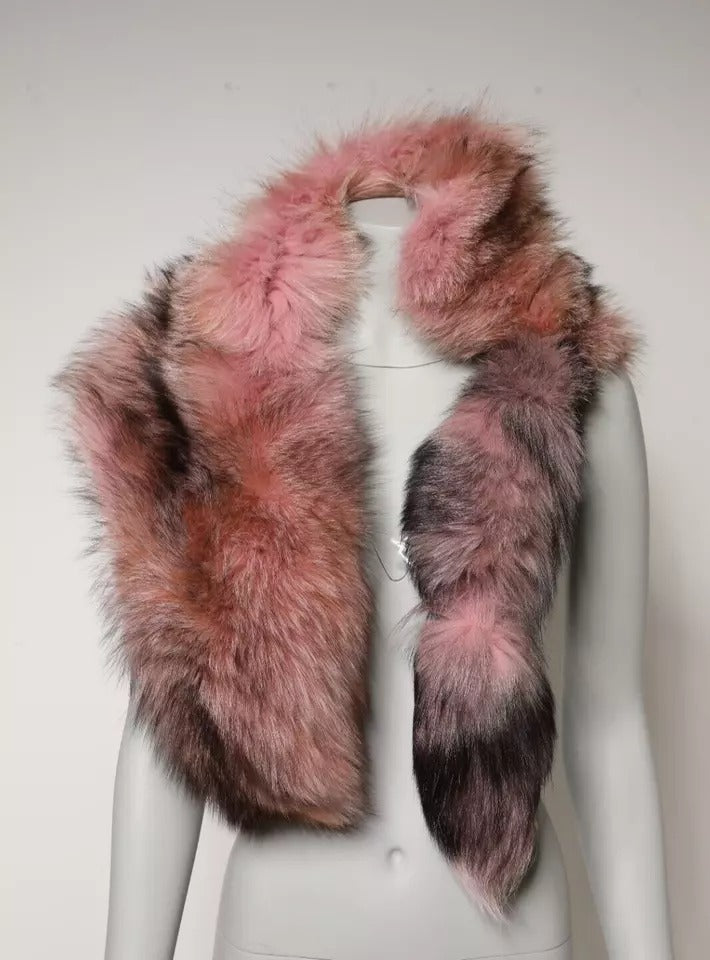 Dolce & Gabbana Pink Frost Fox Fur Neck Warmer Winter Scarf by Dolce & Gabbana