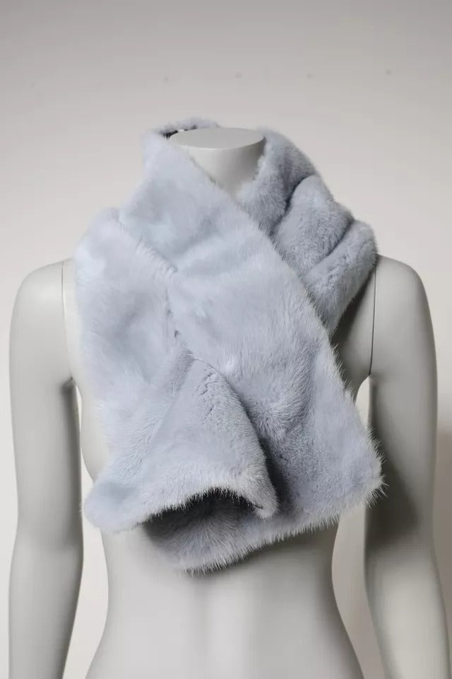 Dolce & Gabbana Powder Blue Mink Fur Neck Warmer Scarf by Dolce & Gabbana
