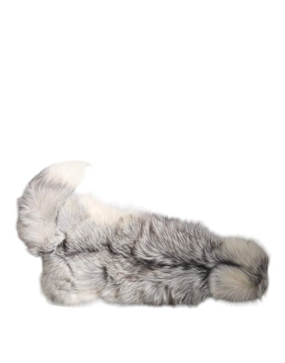 Dolce & Gabbana White Fox Fur Neck Wrap Warmer Winter Scarf by Dolce & Gabbana