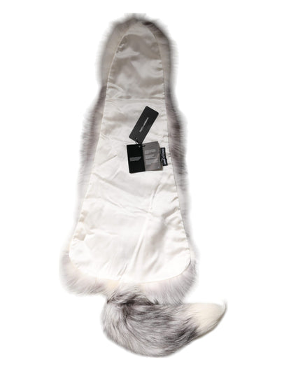 Dolce & Gabbana White Fox Fur Neck Wrap Warmer Winter Scarf by Dolce & Gabbana