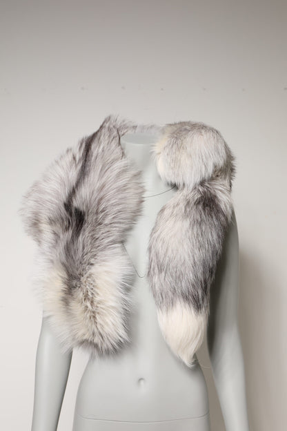 Dolce & Gabbana White Fox Fur Neck Wrap Warmer Winter Scarf by Dolce & Gabbana
