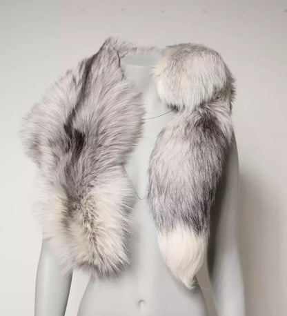 Dolce & Gabbana White Fox Fur Neck Wrap Warmer Winter Scarf by Dolce & Gabbana