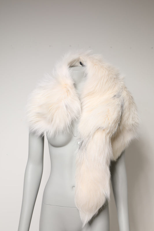Dolce & Gabbana White Fox Fur Neck Wrap Warmer Winter Scarf by Dolce & Gabbana