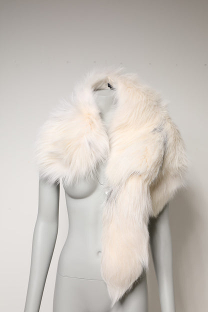 Dolce & Gabbana White Fox Fur Neck Wrap Warmer Winter Scarf by Dolce & Gabbana