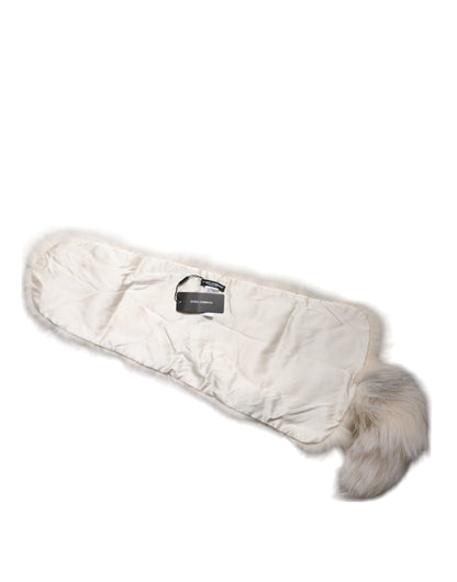 Dolce & Gabbana White Fox Fur Neck Wrap Warmer Winter Scarf by Dolce & Gabbana