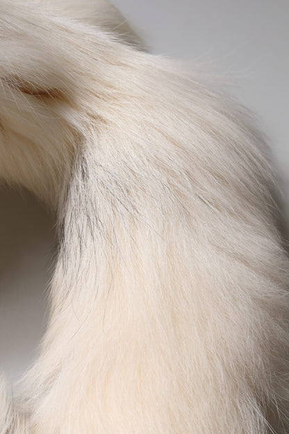 Dolce & Gabbana White Fox Fur Neck Wrap Warmer Winter Scarf by Dolce & Gabbana