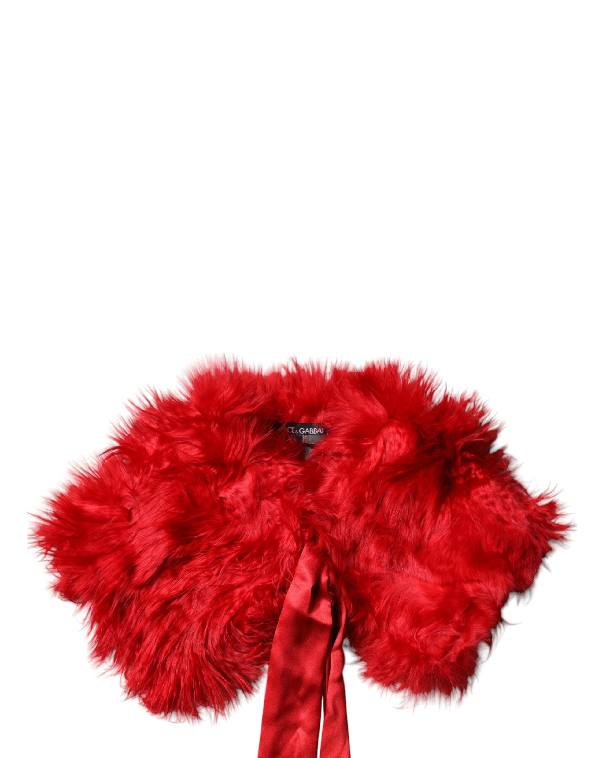 Dolce & Gabbana Red Alpaca Fur Women Neck Warmer Winter Scarf by Dolce & Gabbana
