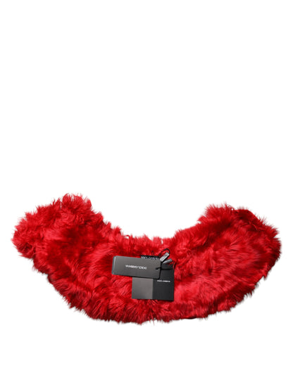 Dolce & Gabbana Red Alpaca Fur Women Neck Warmer Winter Scarf by Dolce & Gabbana