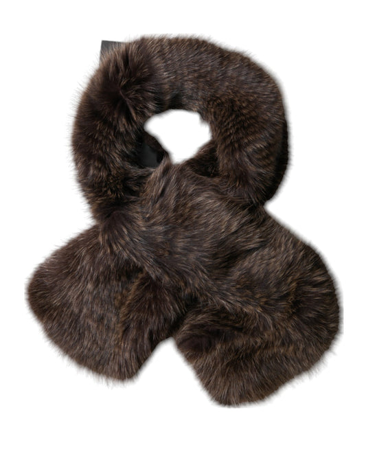 Dolce & Gabbana Brown Raccoon Fur Neck Warmer Winter Scarf by Dolce & Gabbana