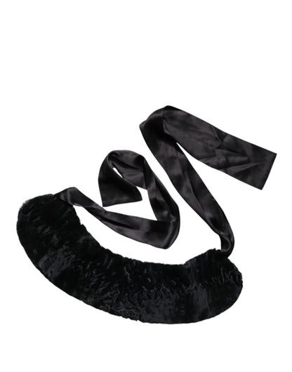 Dolce & Gabbana Black Lamb Fur Women Neck Warmer Winter Scarf by Dolce & Gabbana