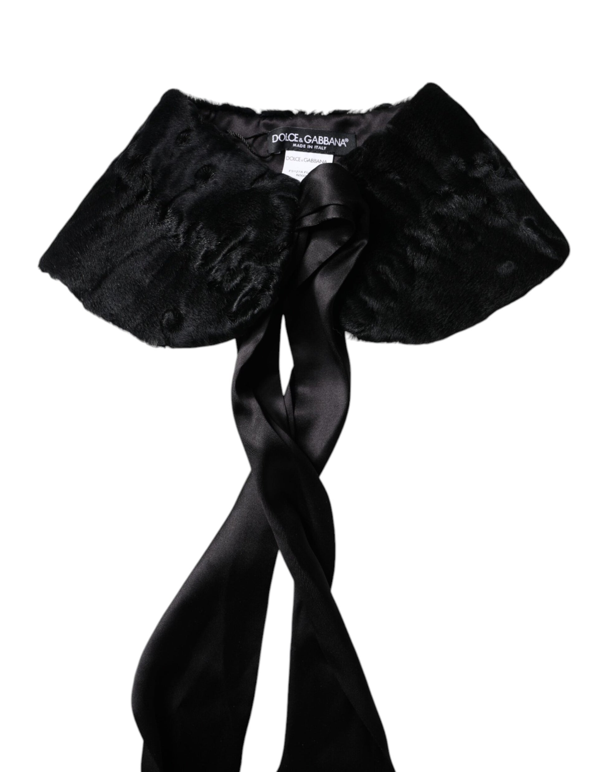 Dolce & Gabbana Black Lamb Fur Women Neck Warmer Winter Scarf by Dolce & Gabbana