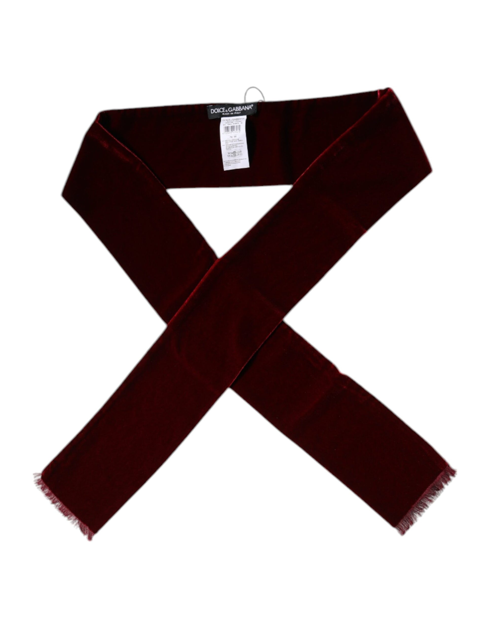 Dolce & Gabbana Bordeaux Cotton Silk Fringe Shawl Wrap Scarf by Dolce & Gabbana