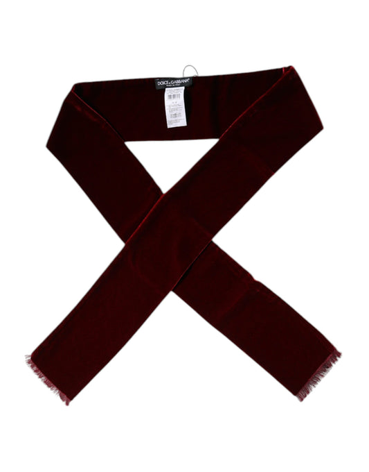 Dolce & Gabbana Bordeaux Cotton Silk Fringe Shawl Wrap Scarf by Dolce & Gabbana