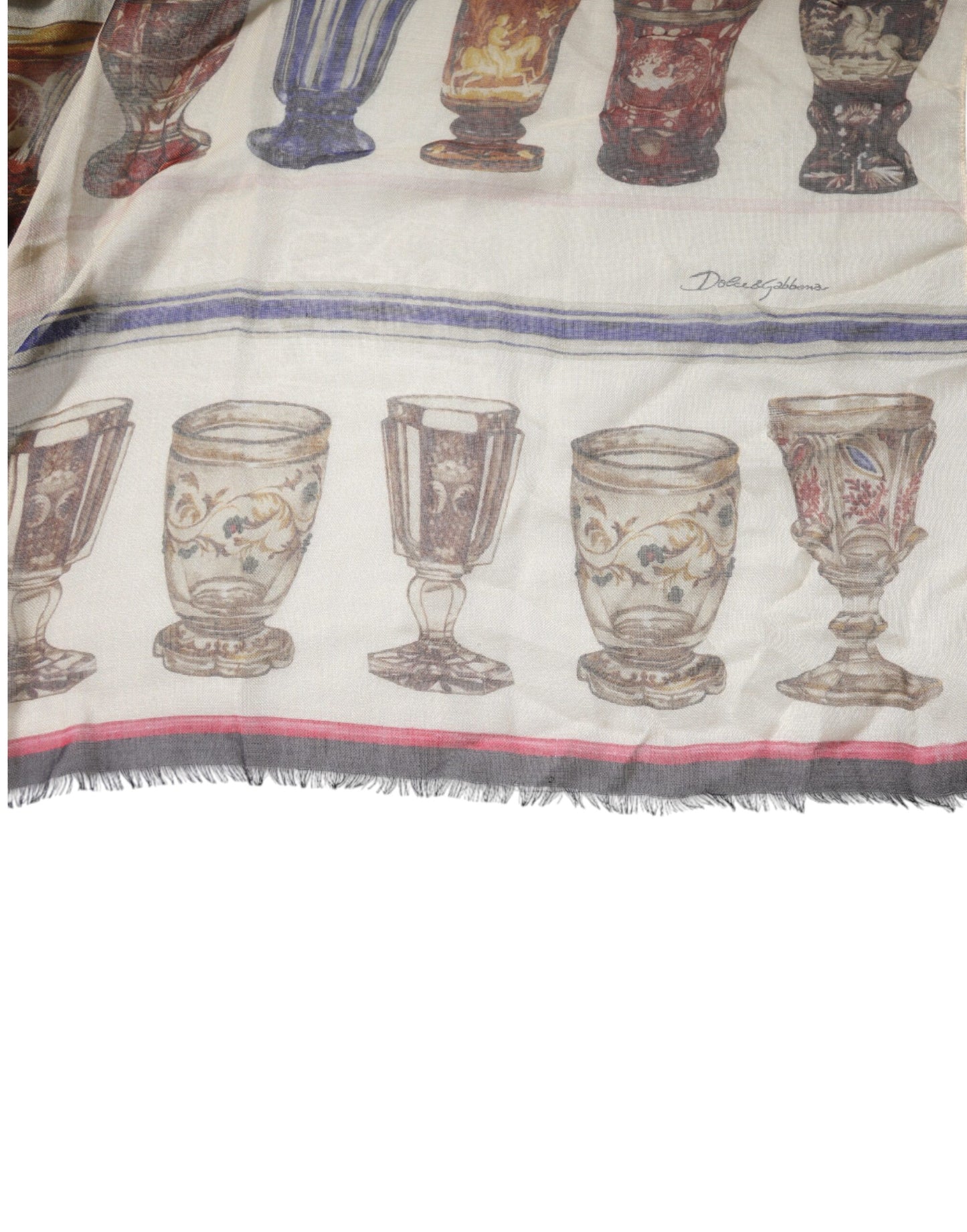 Dolce & Gabbana Multicolor Glass Cashmere Foulard Scarf by Dolce & Gabbana