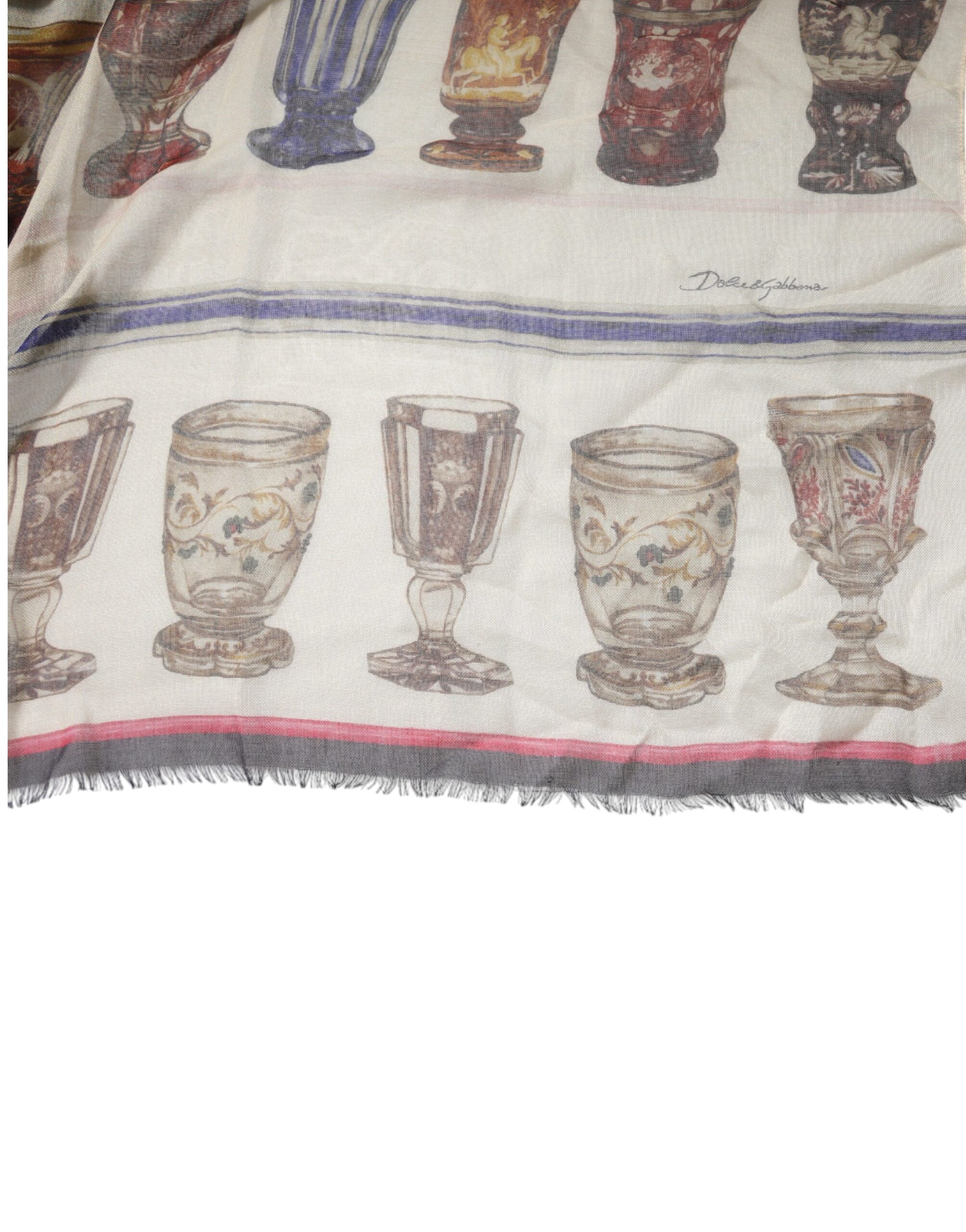 Dolce & Gabbana Multicolor Glass Cashmere Foulard Scarf by Dolce & Gabbana
