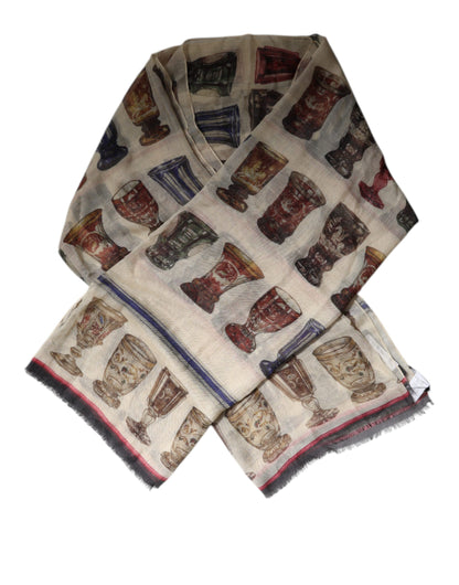 Dolce & Gabbana Multicolor Glass Cashmere Foulard Scarf by Dolce & Gabbana