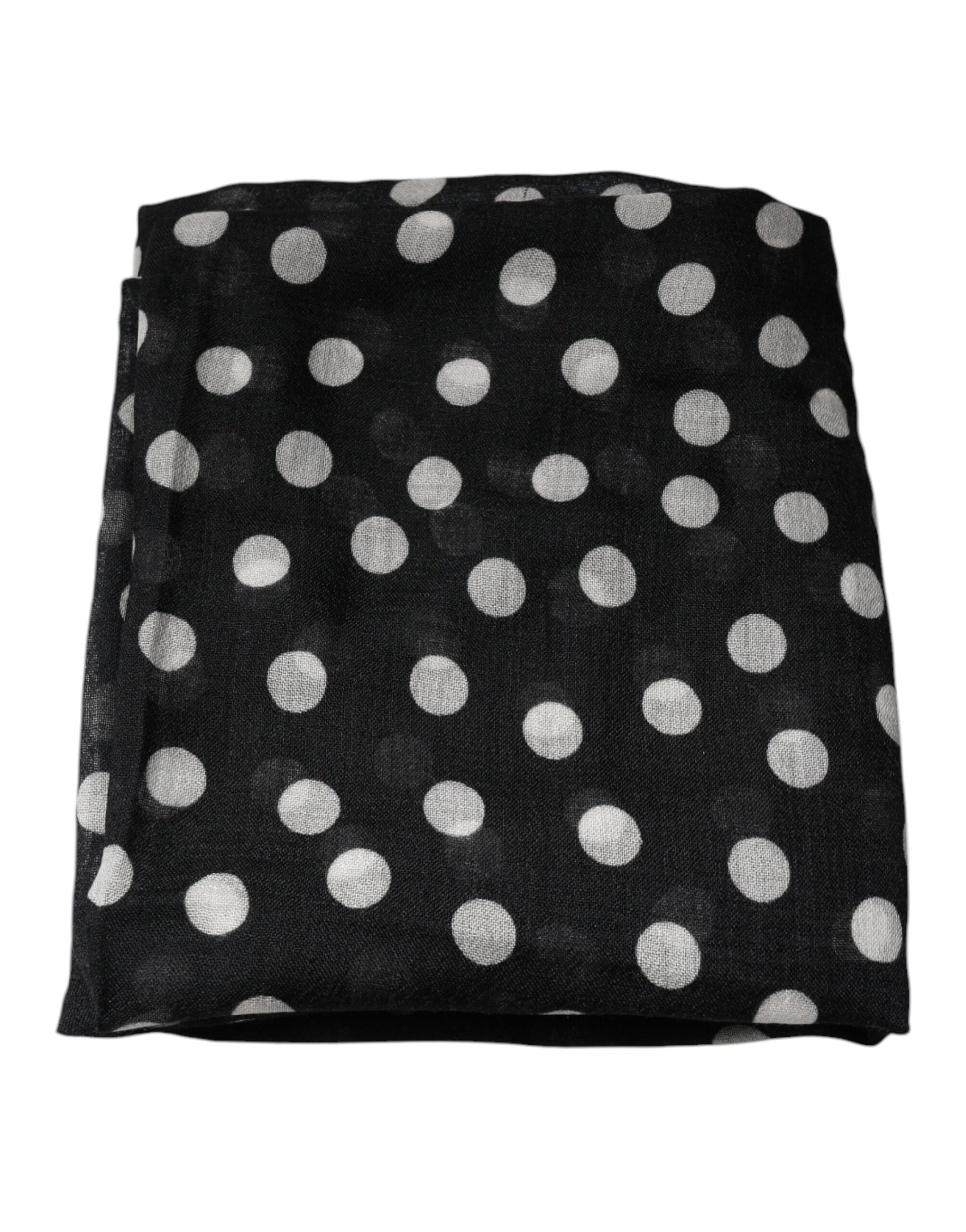 Dolce & Gabbana Black White Polka Dots Fringes Wrap Scarf by Dolce & Gabbana