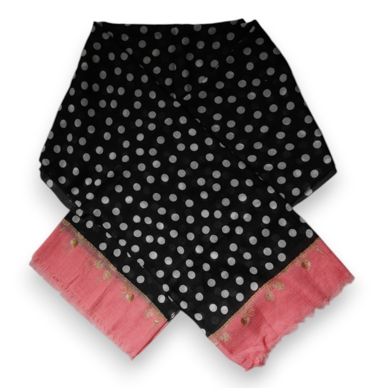 Dolce & Gabbana Black White Polka Dots Fringes Wrap Scarf by Dolce & Gabbana
