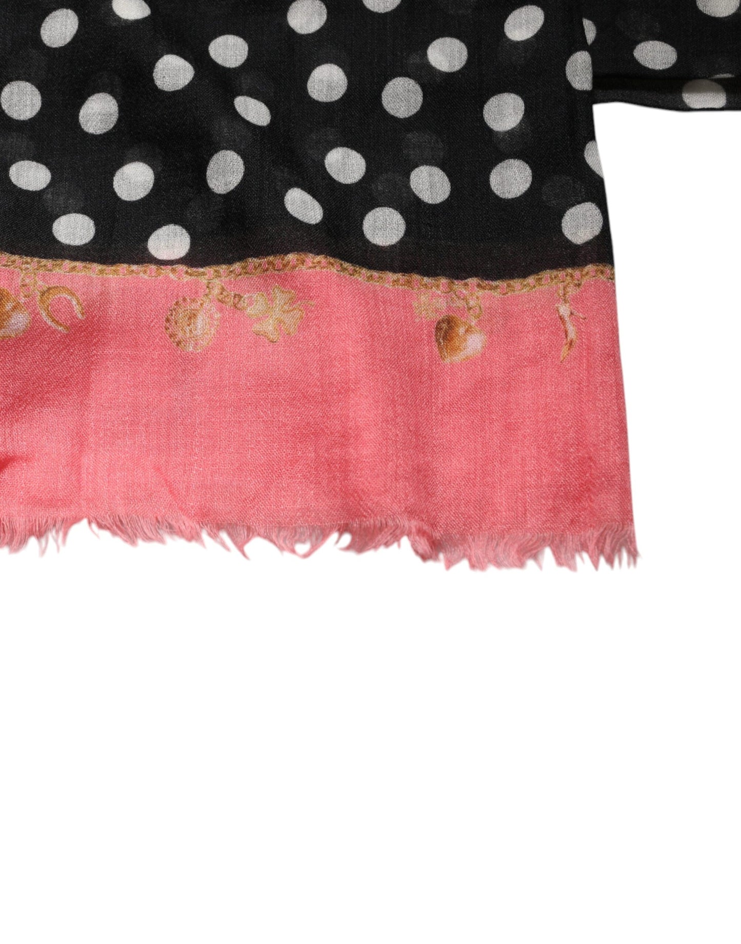 Dolce & Gabbana Black White Polka Dots Fringes Wrap Scarf by Dolce & Gabbana